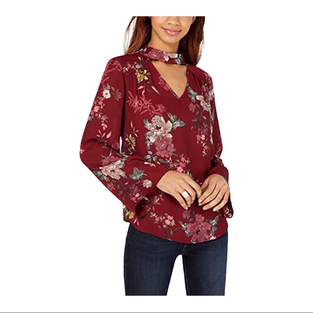 Hippie Rose Floral Printed Choker Blouse